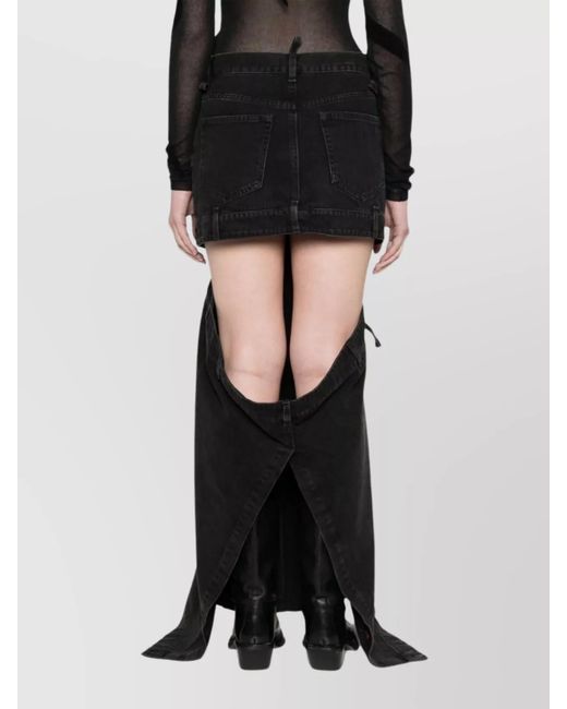 The Attico Black Denim Cutout High-Rise Maxi Skirt