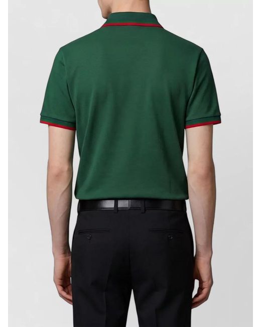 Gucci Green Cotton Piqué Embroidered Short-Sleeve Polo Shirt for men
