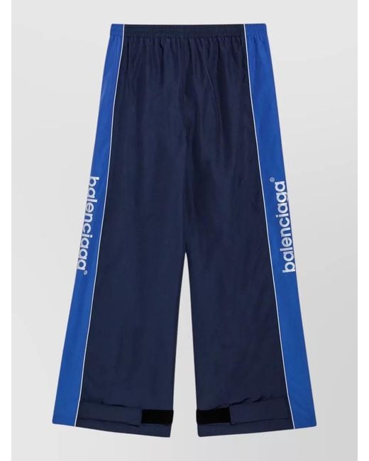 Balenciaga Blue Track Pants Side Stripe Adjustable Cuffs