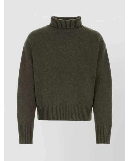 Givenchy Green Ribbed Turtleneck Oversized Cashmere Sweater for men