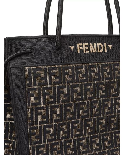 Fendi Black Magic Large Tote Bag Contrast Handles