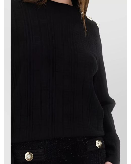 Balmain Black Jacquard Long-Sleeve Knit Top