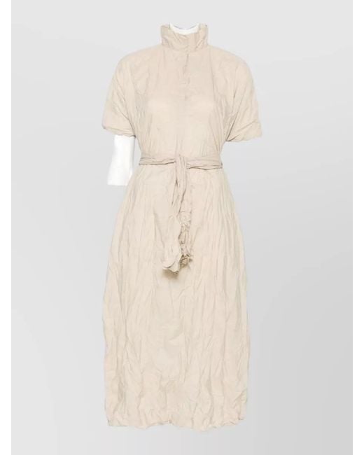 Daniela Gregis Natural Cotton Midi Dress Belted Waist Tie Belt