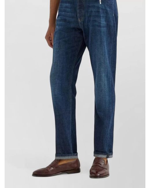 Brunello Cucinelli Blue Denim High-Rise Straight-Leg Jeans for men