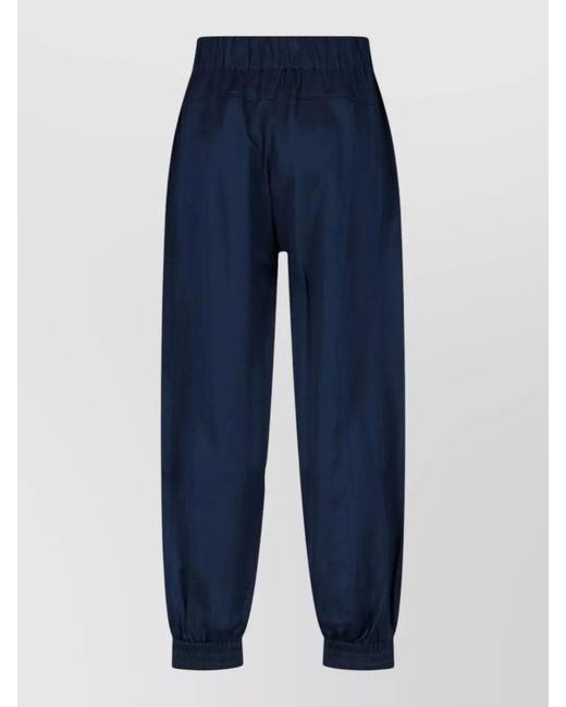 Sa Su Phi Blue Straight Pants Elastic Cuffs Waistband Side Pockets