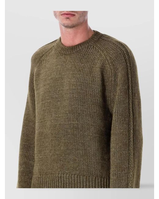Our Legacy Green Silk Wool Ribbed Round Neck Sweater for men