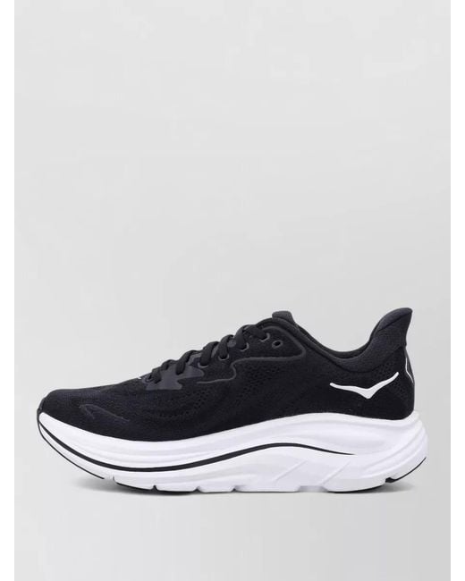 Hoka One One White Clifton Mesh Metarocker Rubber Outsole Sneakers for men