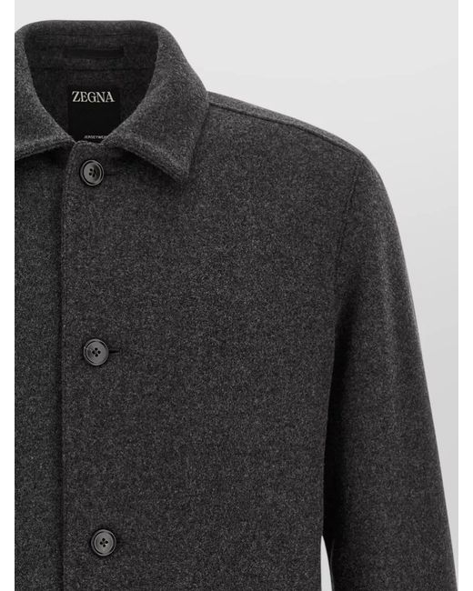 Zegna Black Cashmere Wool Jersey Overshirt for men