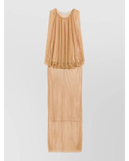 Sportmax White Sleeveless Layered Mesh Midi Dress Sheer