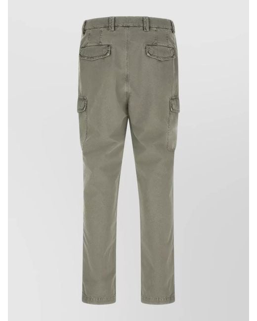 Brunello Cucinelli Gray Straight Leg Cargo Cotton Pants for men