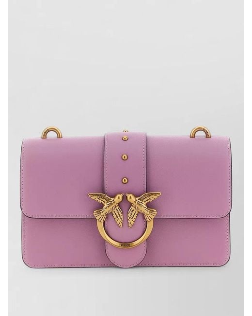 Pinko Purple Love One Bird Motif Chain Shoulder Bag