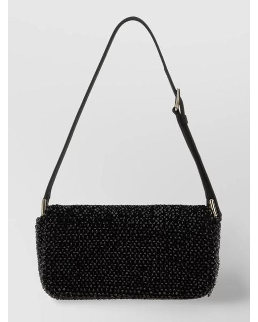 Jimmy Choo Black Avenue Mini Satin Shoulder Bag