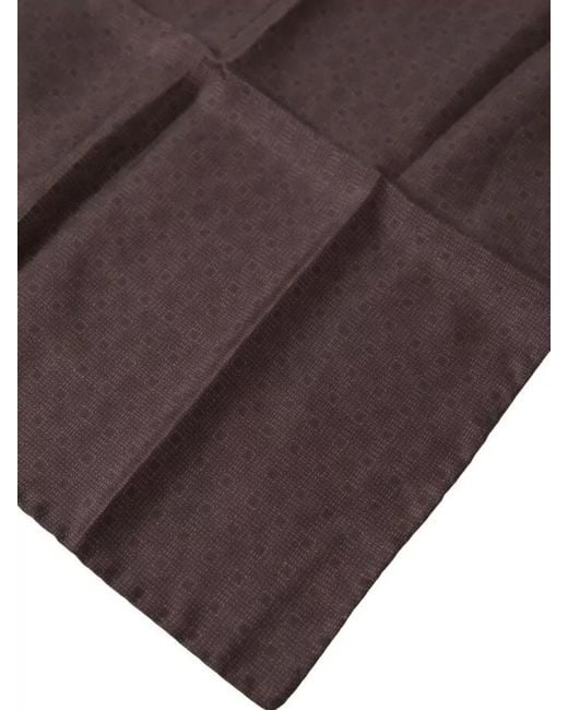 Dolce & Gabbana Brown Patterned Silk Square Pocket Handkerchief Scarf for men