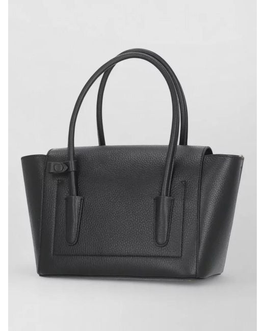 Coccinelle Black Pebbled Leather Shoulder Bag Dual Handles