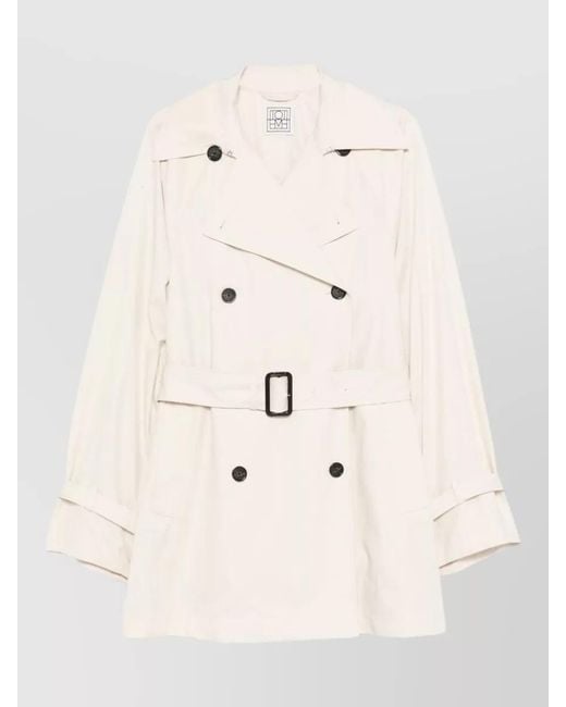 Totême Natural Cotton Trench Coat Belted Waist Storm Flap