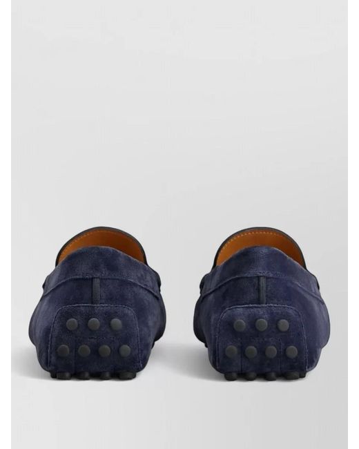 Tod's Blue Suede Penny Loafer Shoes Round Toe for men