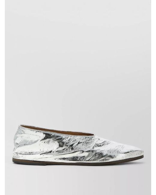 Marsèll White Coltellaccio Flat Loafers Round Toe Metallic