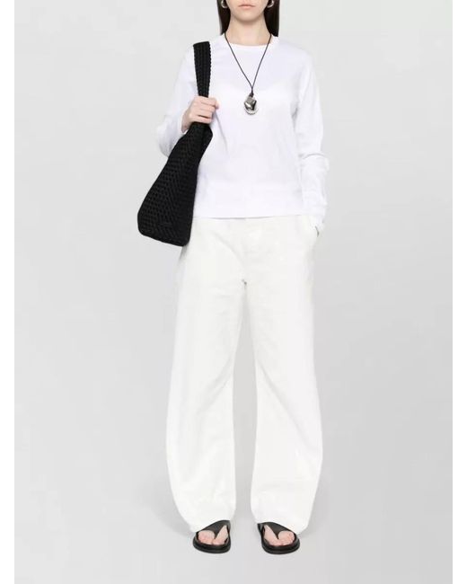 Herskind White Cotton Knit Sweater Long Sleeve Crewneck