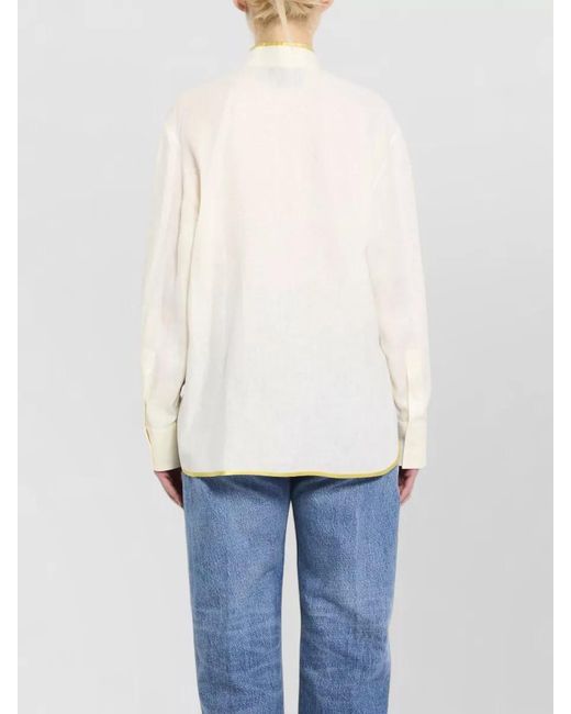 Valentino Garavani Blue Embroidered Linen Long-Sleeve Shirt
