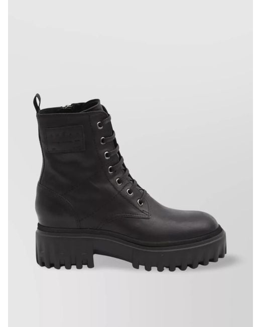 Hogan Multicolor Smooth Leather Combat Boots