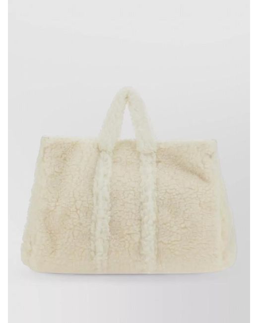 Sunnei Natural Shearling Tote Bag Adjustable Strap Handles