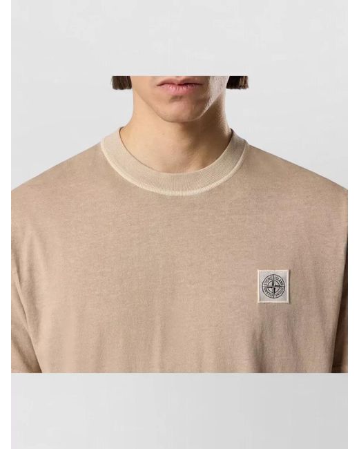Stone Island Natural Cotton Ribbed T-Shirt for men
