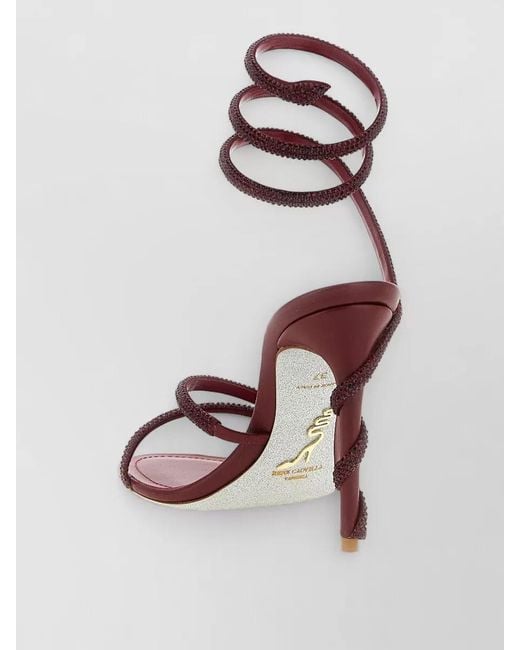 Rene Caovilla Pink Margot Sandals Embellished Straps Leather Sole