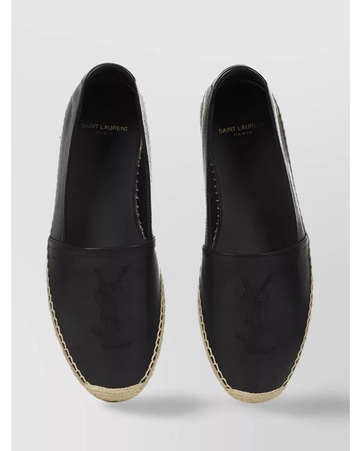 Saint Laurent Black Leather Espadrilles for men