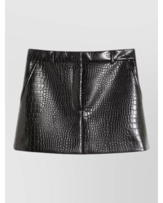 Sportmax Black Patent Leather Alligator Mini Skirt