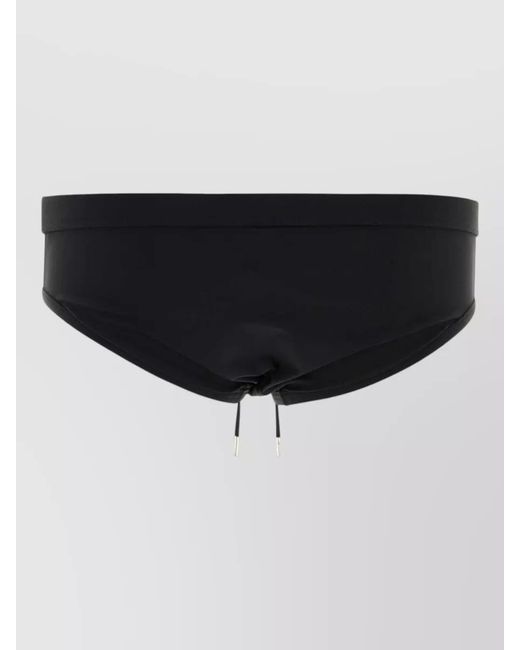 Dolce & Gabbana Black Stretch Nylon Swim Brief Logo Waistband for men