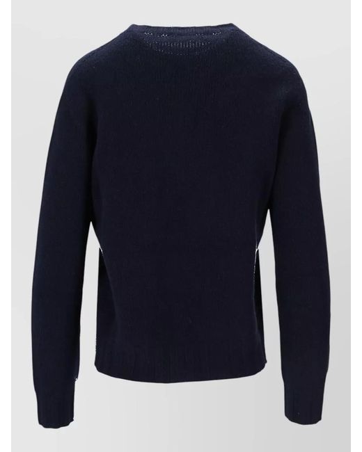 LA ROSE Blue Crew Neck Knitwear Long Sleeves Ribbed Hem
