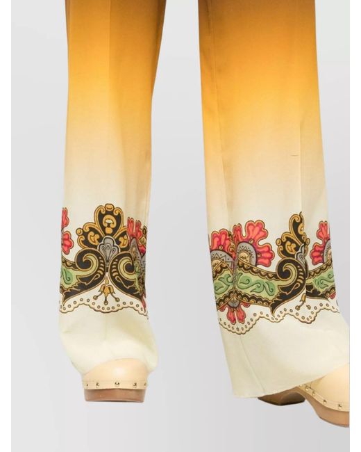Etro Black Silk Graphic-Print Straight-Leg Trousers