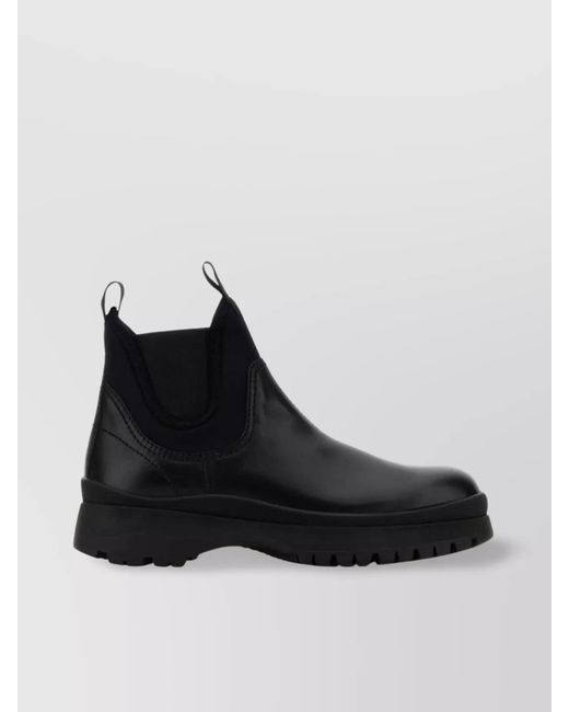 Prada Black Leather Ankle Boots for men