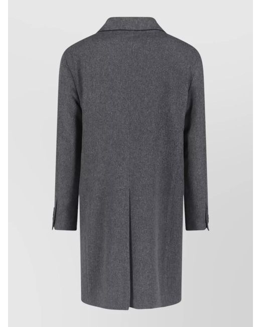 Tagliatore Gray Double Breasted Tailored Coat Side Pockets for men