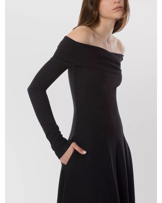 Alberta Ferretti Black Off The Shoulder Evening Dress