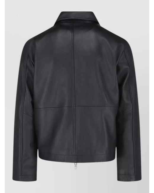 sunflower Black Collared Jacket Long Sleeves Side Pockets Smooth for men