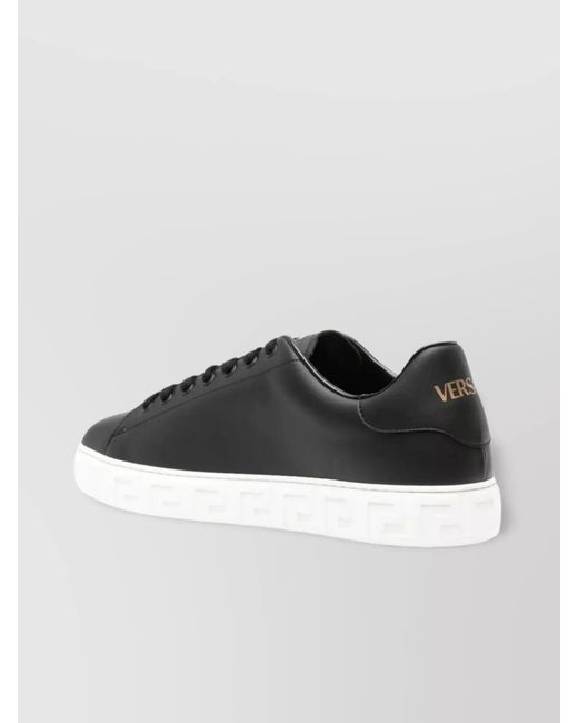 Versace Black Leather Low-Top Sneakers for men
