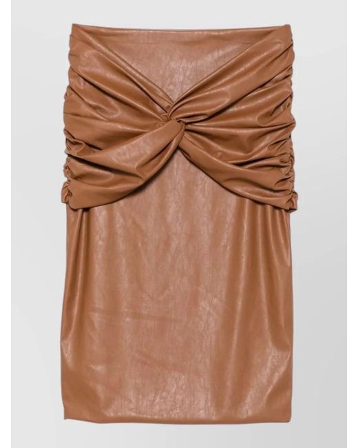 Elisabetta Franchi Brown Faux Leather High-Rise Midi Pencil Skirt
