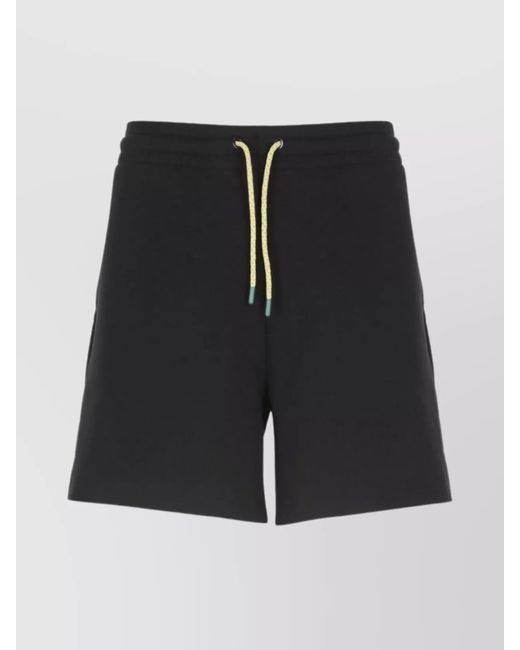Casablanca Black Cotton Shorts With Logoed Zip Pocket for men