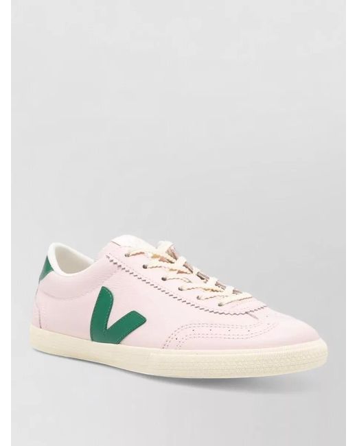 Veja Pink Leather Low-Top Sneakers