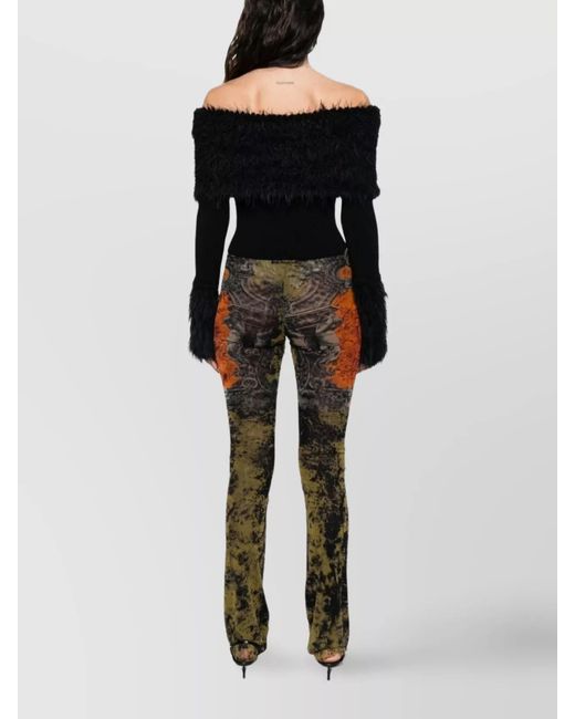 Jean Paul Gaultier Black Ribbed Off-Shoulder Long-Sleeve Knitted Top