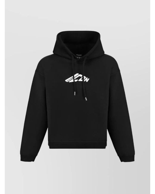DSquared² Black Logo Print Cotton Blend Hoodie for men