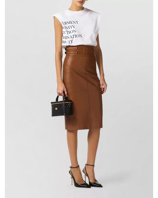 Elisabetta Franchi White Sleeveless Cotton Logo-Print Knitted Top