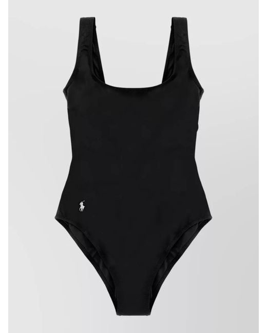 Polo Ralph Lauren Black Martinique One Piece Swimsuit Scoop Neckline