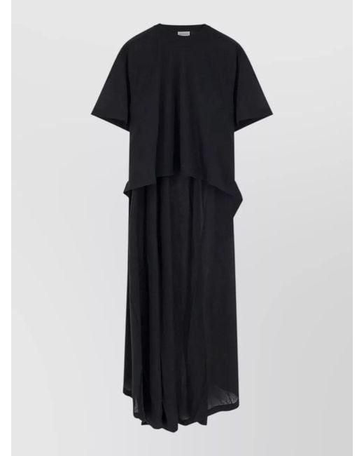 Balenciaga Black Longline Layered Jersey Top Round Neck