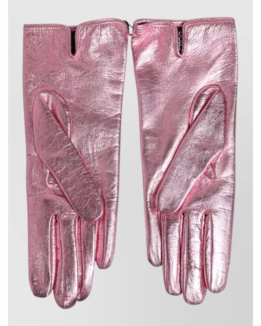Dolce & Gabbana Pink Leather Wrist-Length Mittens