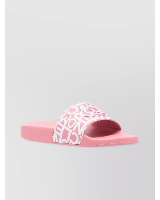 Moncler Pink Logo-Print Rubber Slides