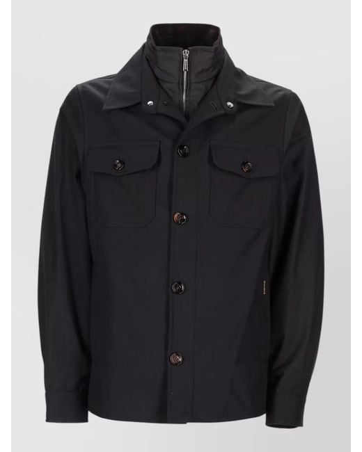 Moorer Black Jacket Collared Design Long Sleeves Pockets for men