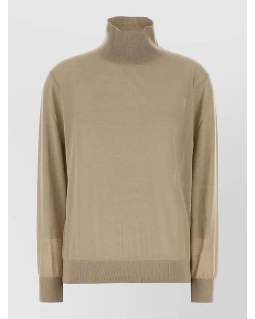 The Row Natural Cashmere Blend Orly High Neck Sweater