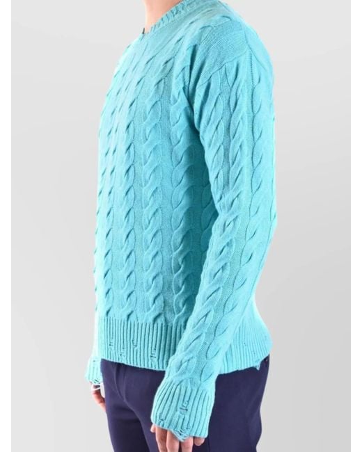 Laneus Blue Cashmere Merino Wool Jumper for men